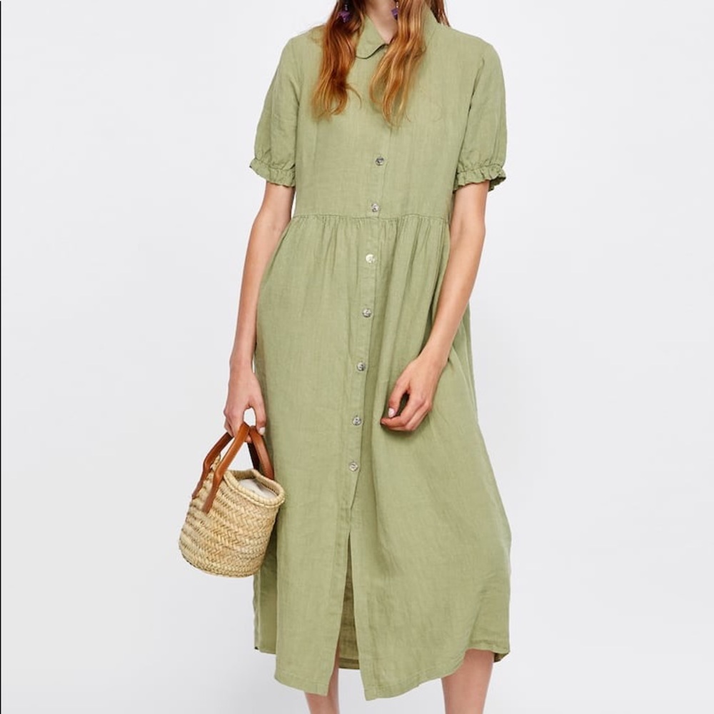 Zara midi loose dress, puff sleeves - super cute!!